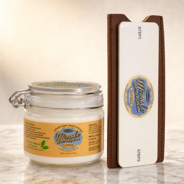 Peppermint Foot Cream / Glass Foot File Bundle – Miracle Butter Cream Peppermint Foot Cream / Glass Foot File Bundle – Miracle Butter Cream