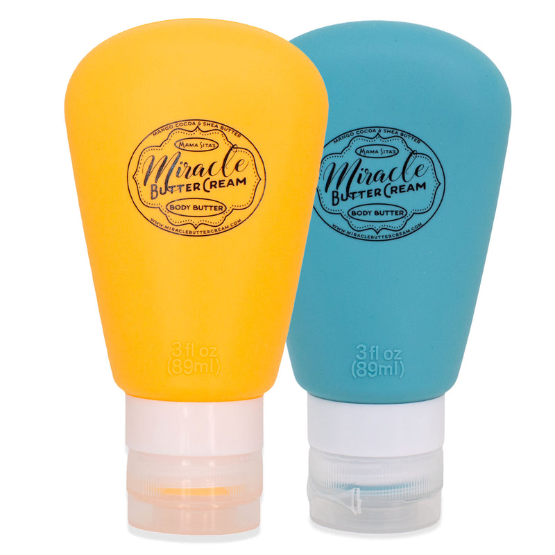 Miracle Butter Cream Squeeze Tube 3oz yellow and turquoise, miraclebuttercream.com