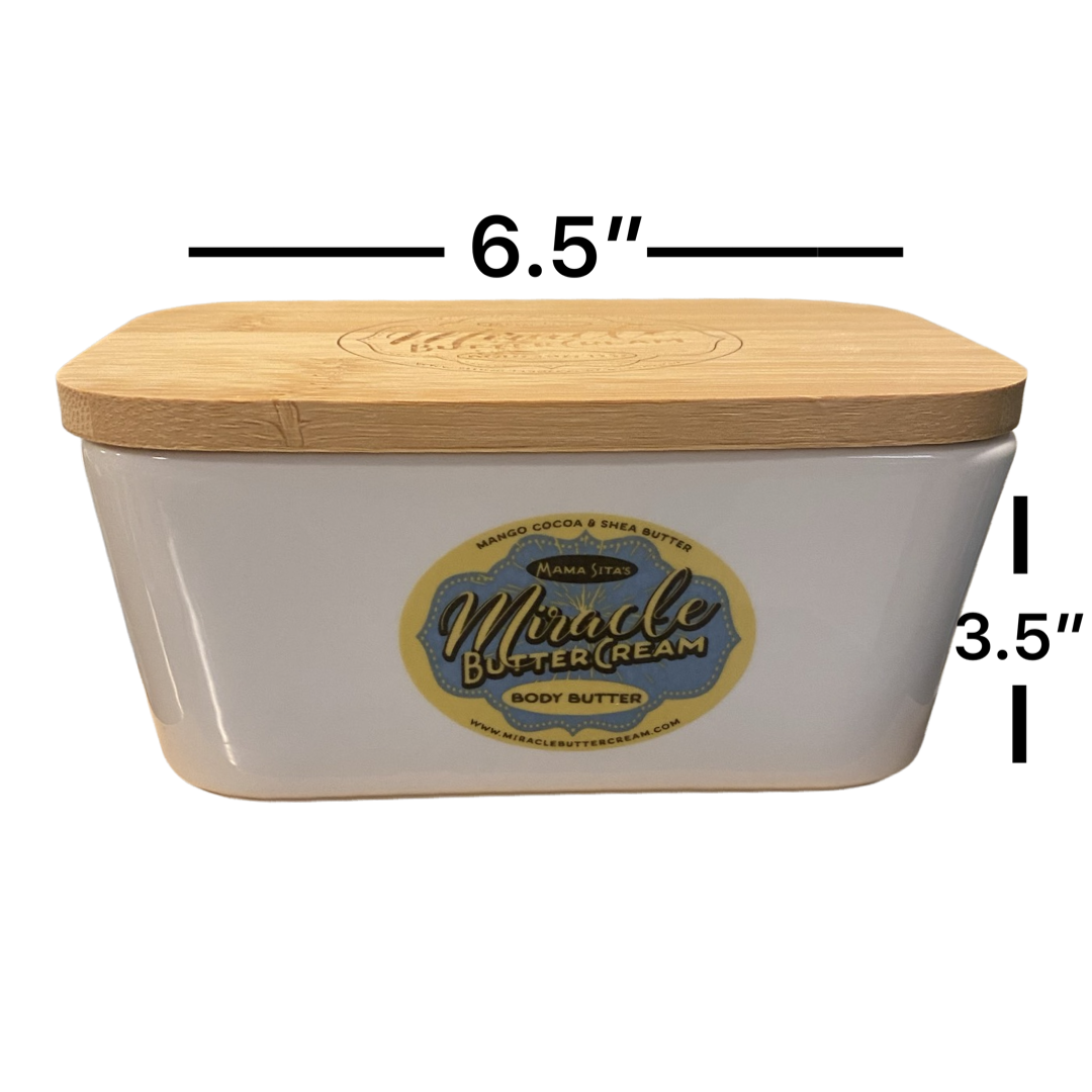 32oz. of Miracle Butter Cream customized in a Ceramic Butter Keeper, miraclebuttercream.com